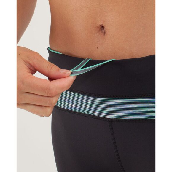 LULULEMON Inspire Crop II Dark Gray Turquoise Running Leggings Size 4 - Picture 4 of 13